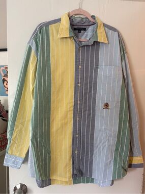 Tommy Hilfiger Striped Multi-Color Button-Up Shirt - Casual Men's Shirt XXL